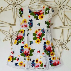 Mini Boden Floral Dress - White with Multicolor Flowers